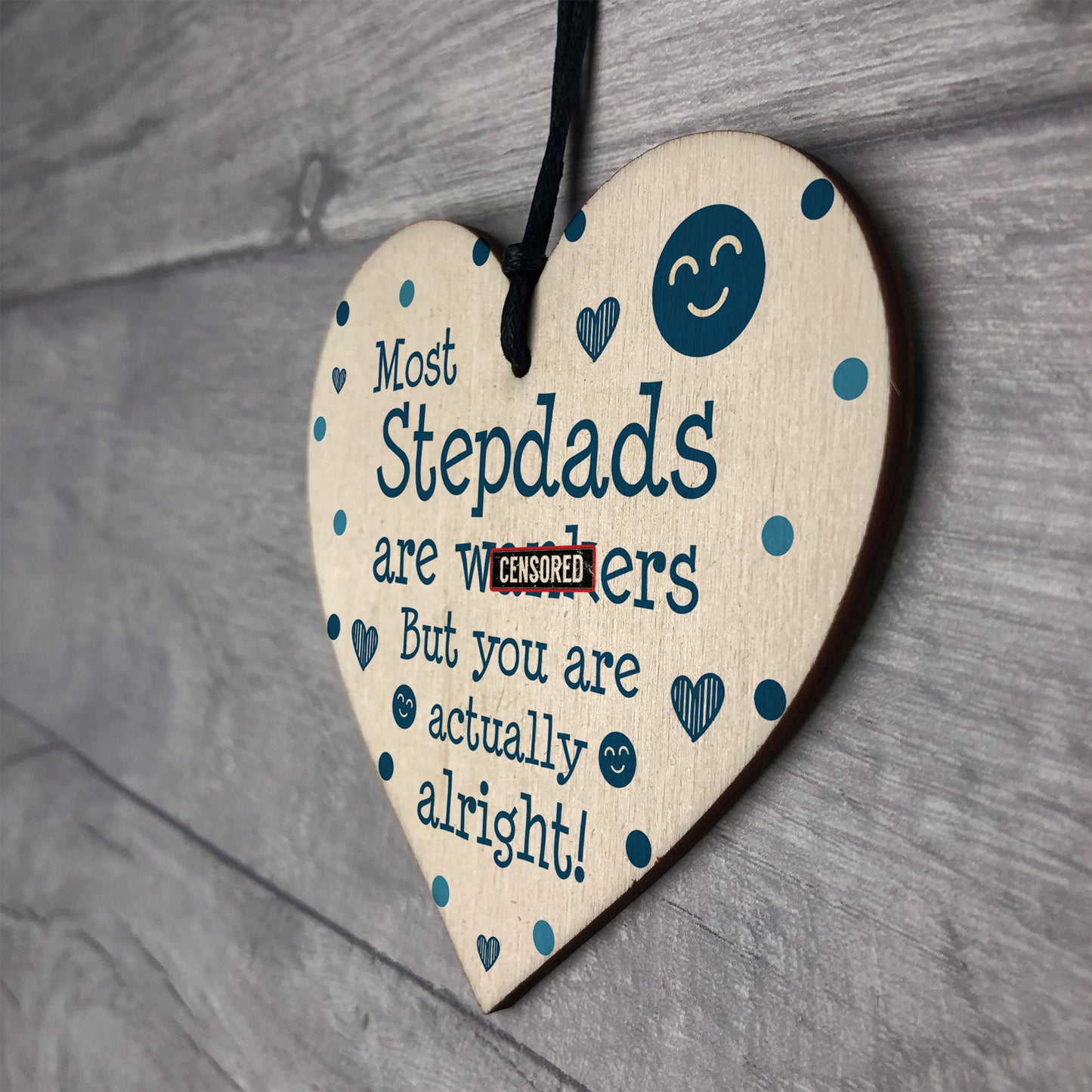 Joke Stepdad Gift Wood Heart Fathers Day Birthday Gift Funny