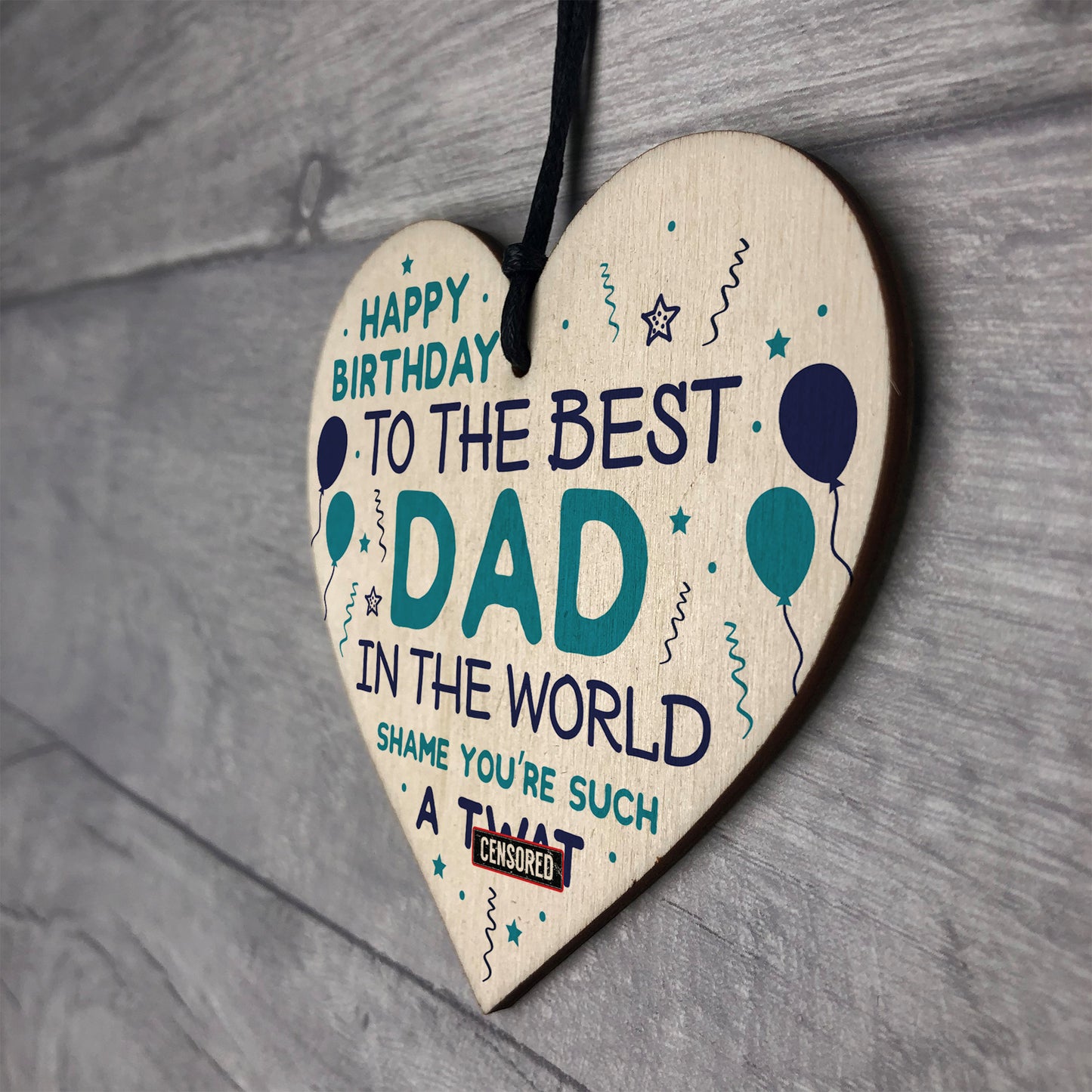 Funny Happy Birthday Gift For Dad Wood Heart Dad Birthday Card