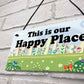 Garden Sign Happy Place Door Sign Hanging House Plaque Yard Sign