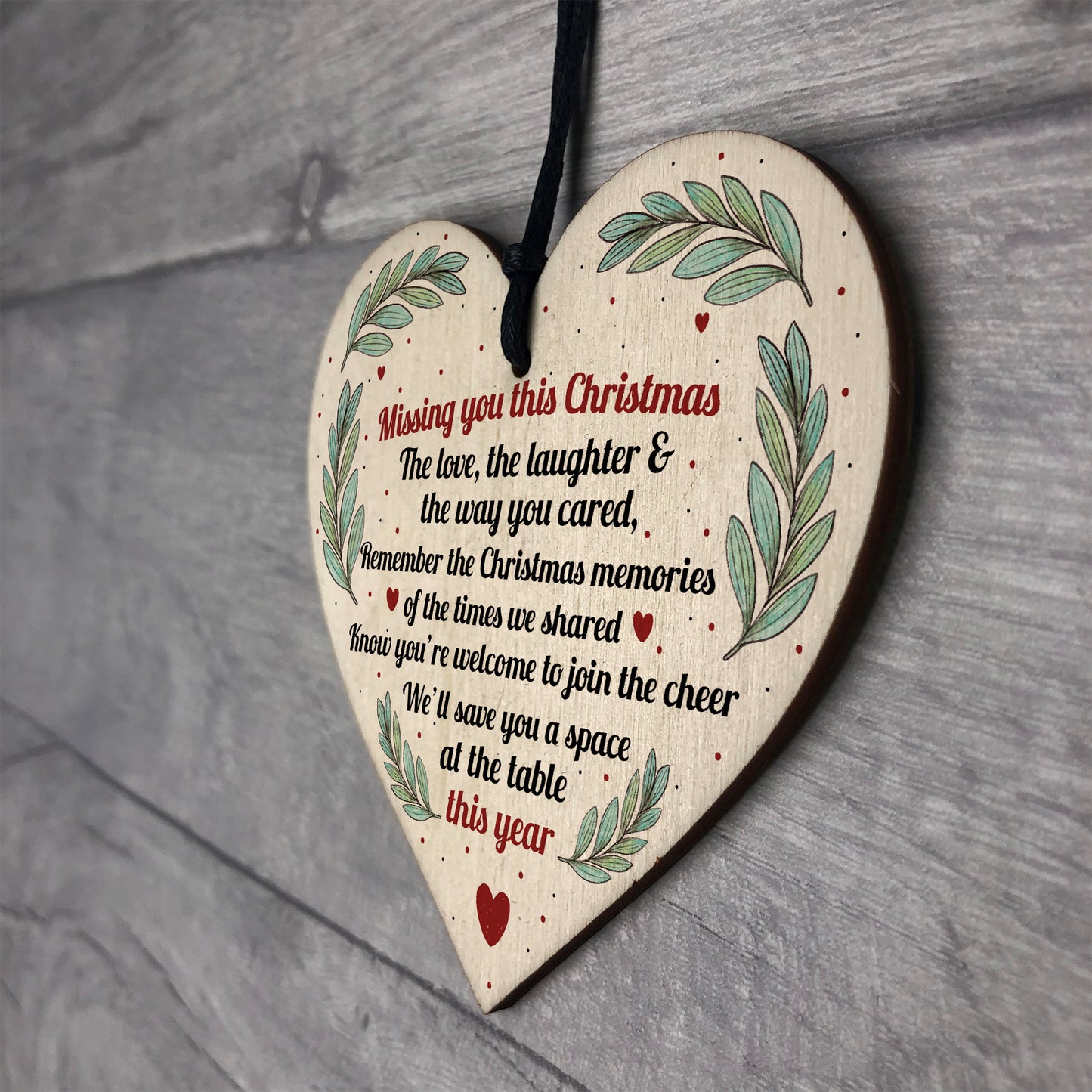 Mum Dad Nan Memorial Gift Wood Heart Christmas Memorial Sign