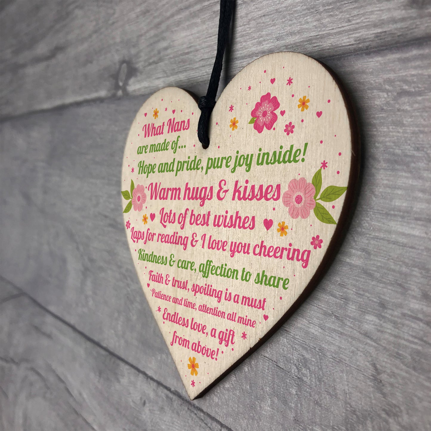 Thank You Gift For Nan Wooden Heart Nan Birthday Christmas Gift