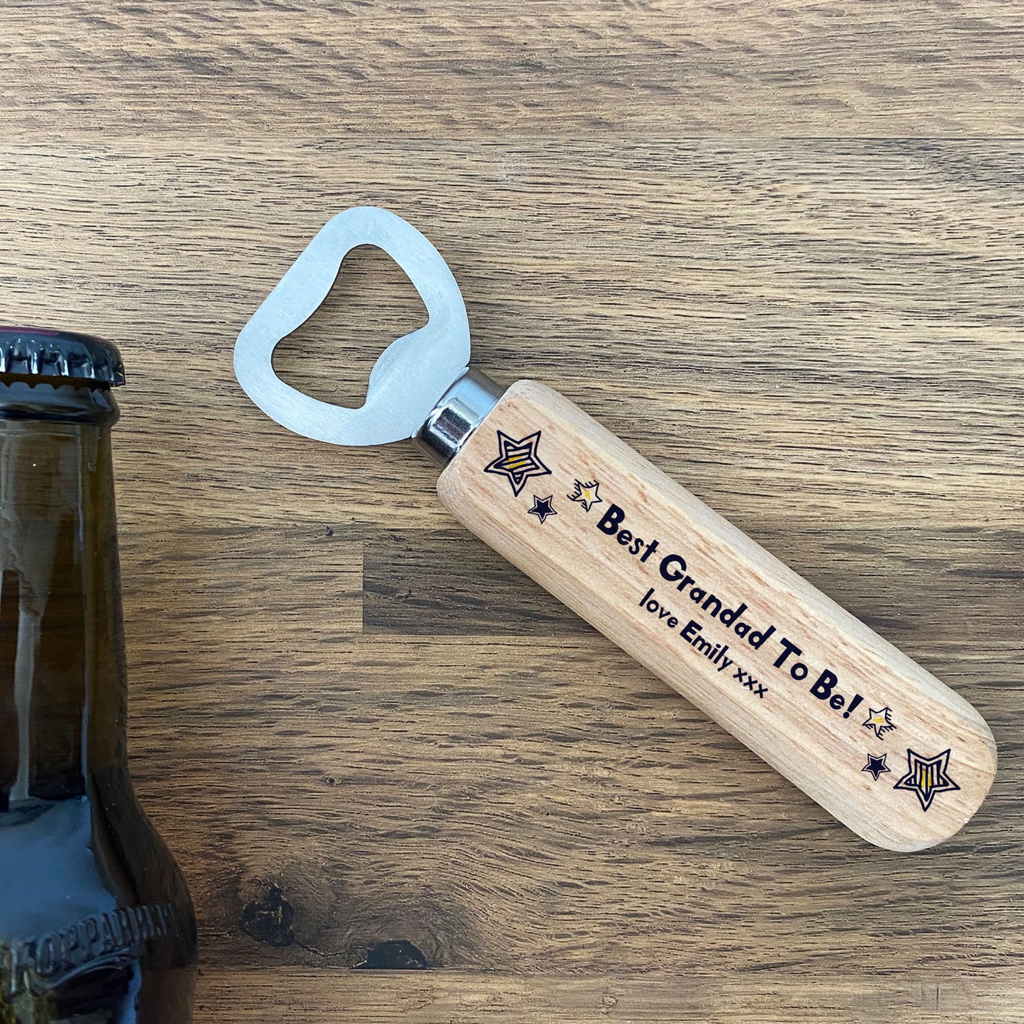 Grandad to be Wood Bottle Opener Baby Shower Gift Personalised