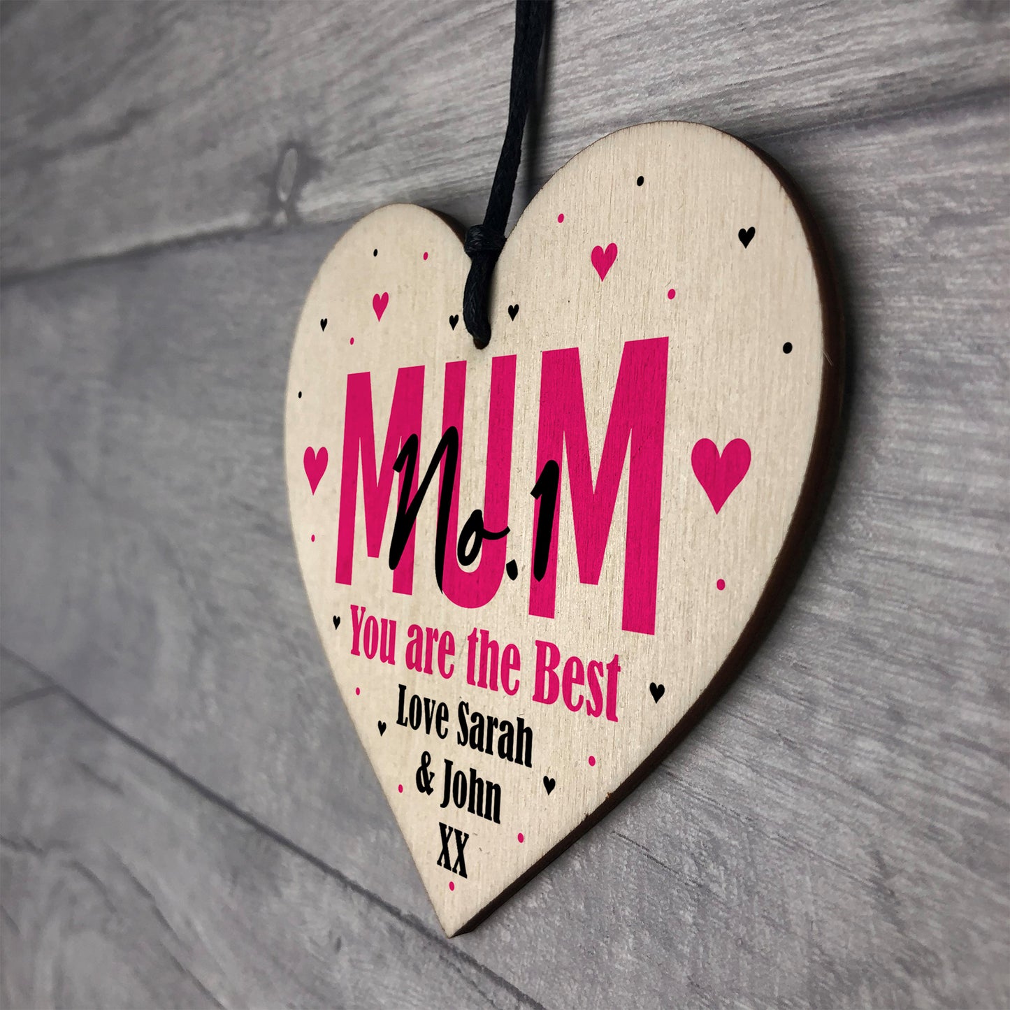 No 1 Mum Gift Personalised Hanging Heart Birthday Christmas Gift