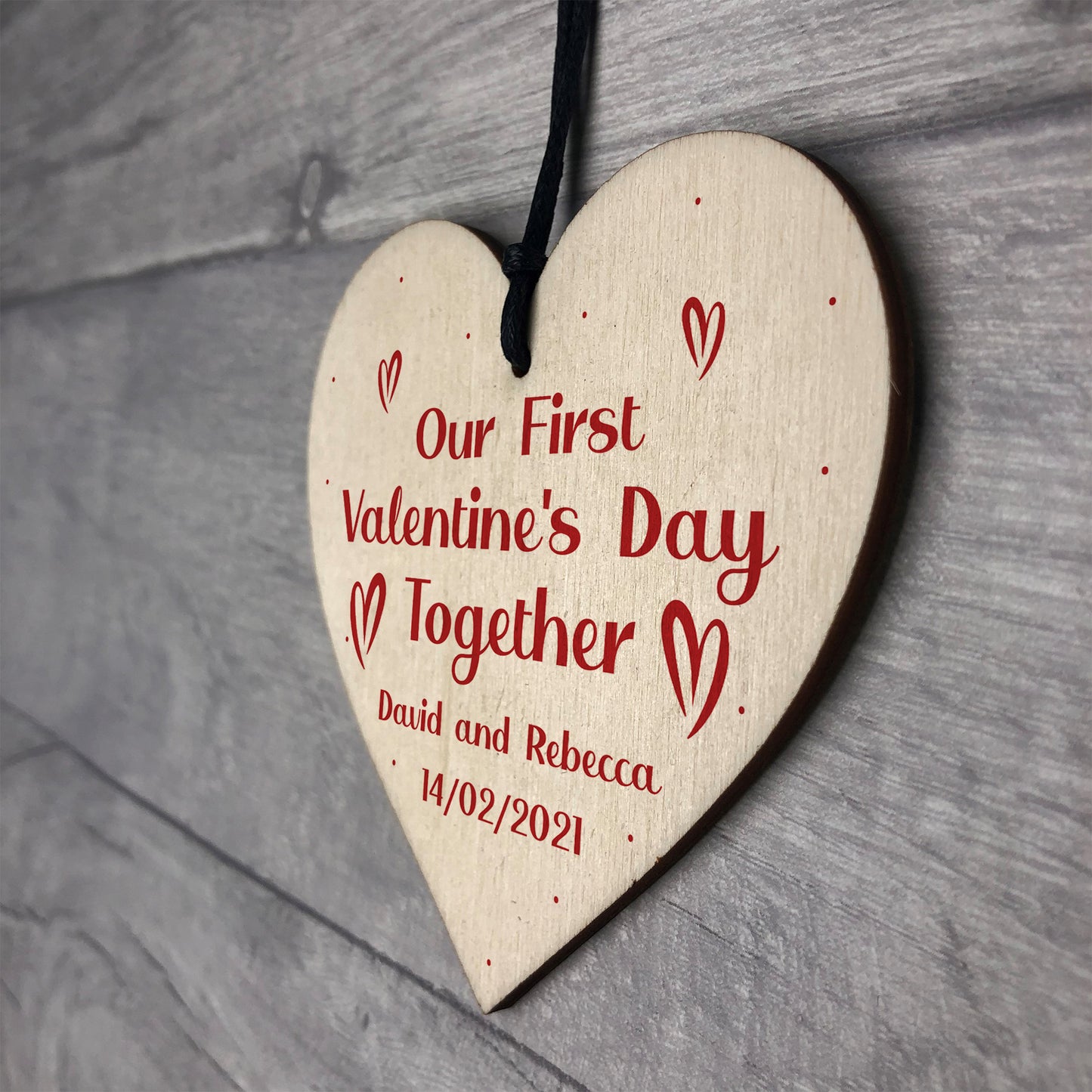 Personalised First Valentines Day Gift Wooden Heart Gift For Him