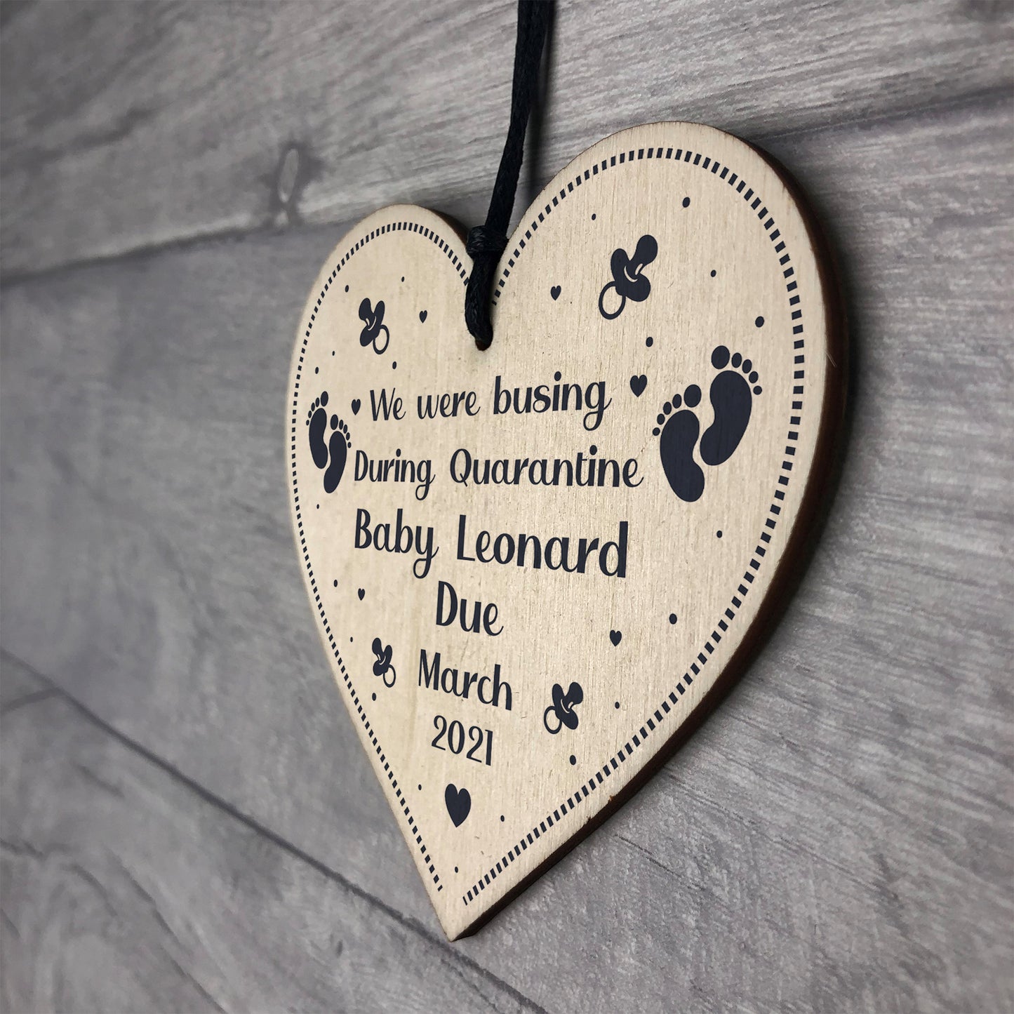 Funny Quarantine Baby Annoucement Gift Wood Heart Baby Gift