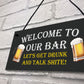 WELCOME Bar Sign Hanging Door Wall Plaque Man Cave Pub Bar