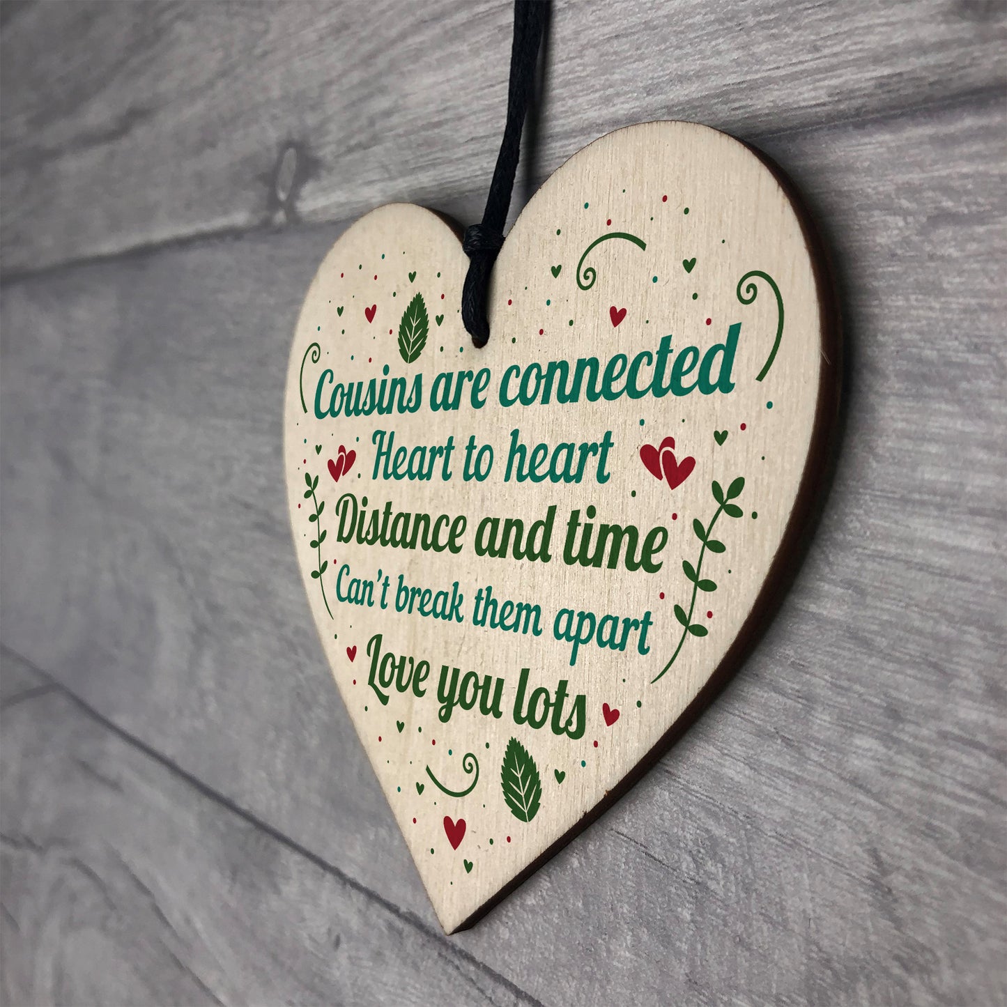 Birthday Christmas Gift For Cousin Wood Heart Family Friend Sign