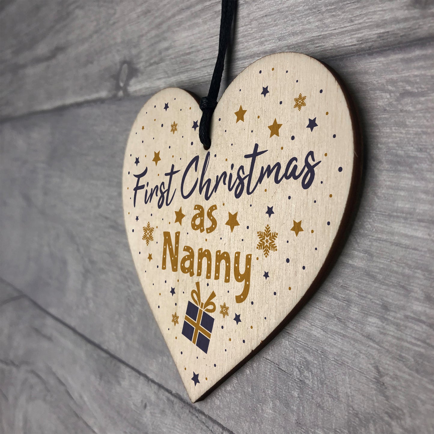 First 1st Christmas As Nanny Tree Decoration Bauble Wooden Heart