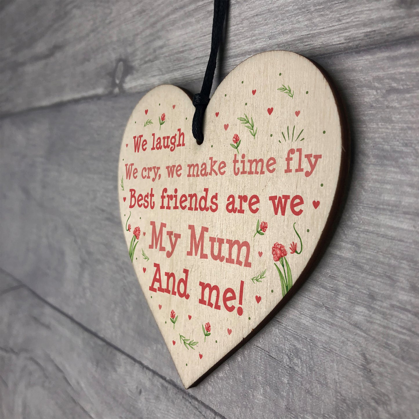 Cute Mum Gift Best Friend Wooden Heart Mother Daughter Gift