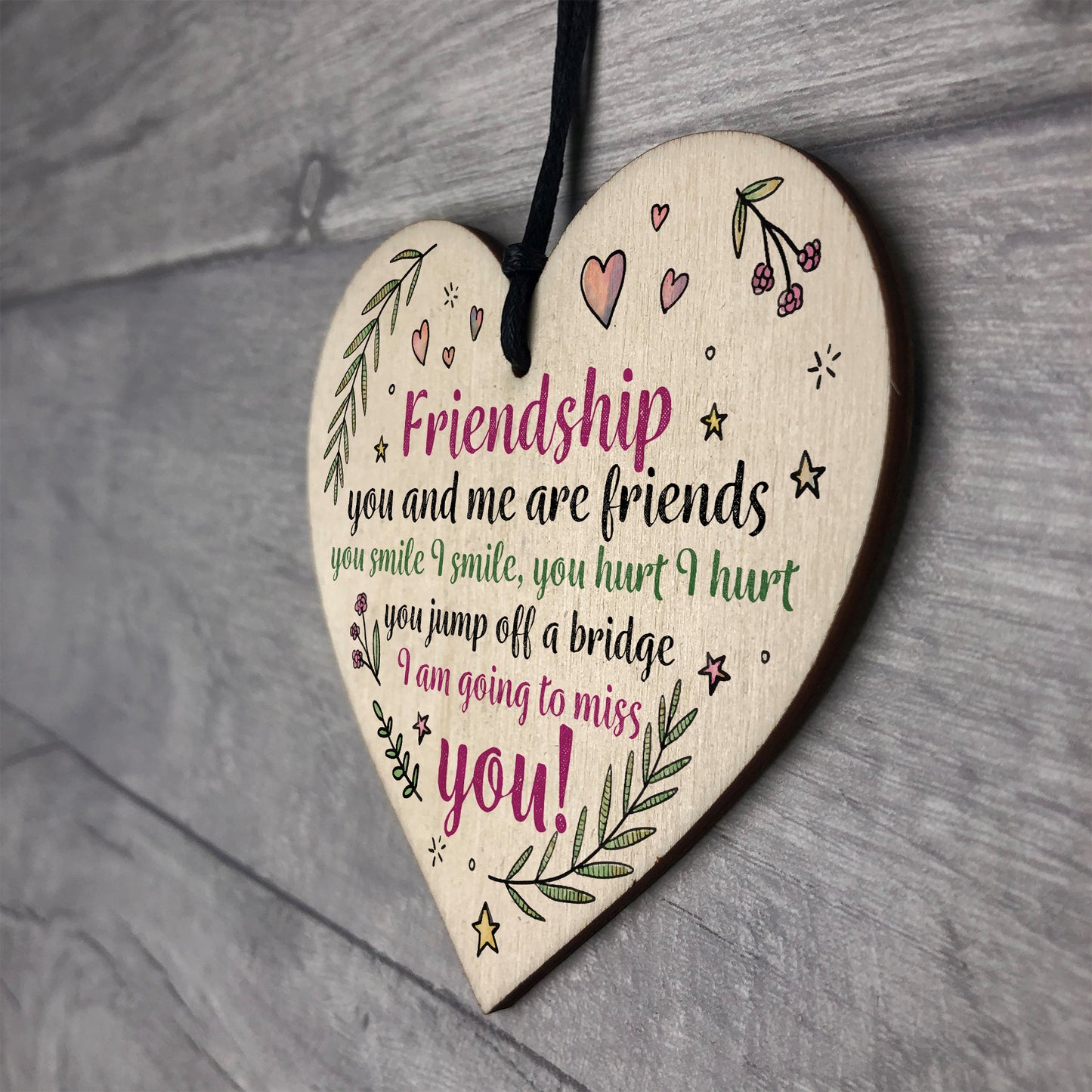 Handmade Friendship Sign Wood Heart Best Friend Thank You Gift