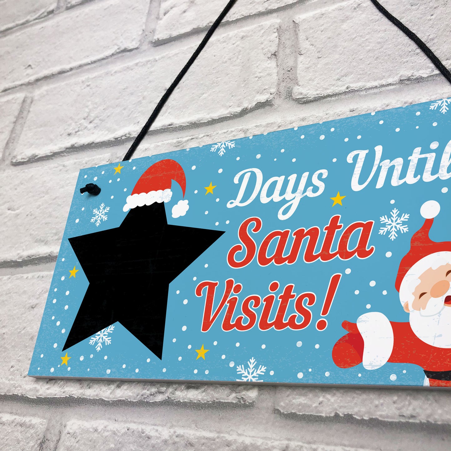 CHALKBOARD Christmas Santa Countdown Family Wall Sign Advent