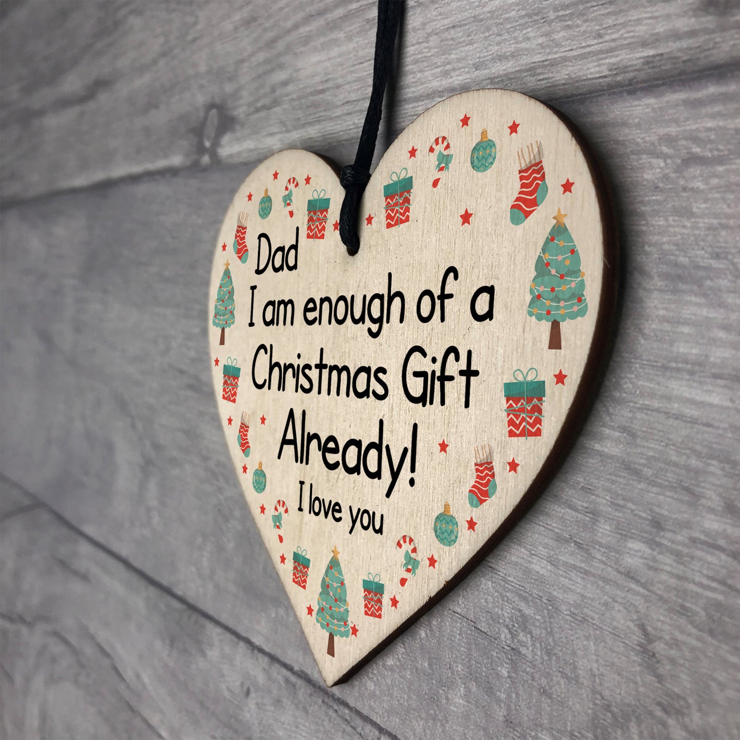 Funny Dad Christmas Gift From Daughter Son Novelty Wood Heart