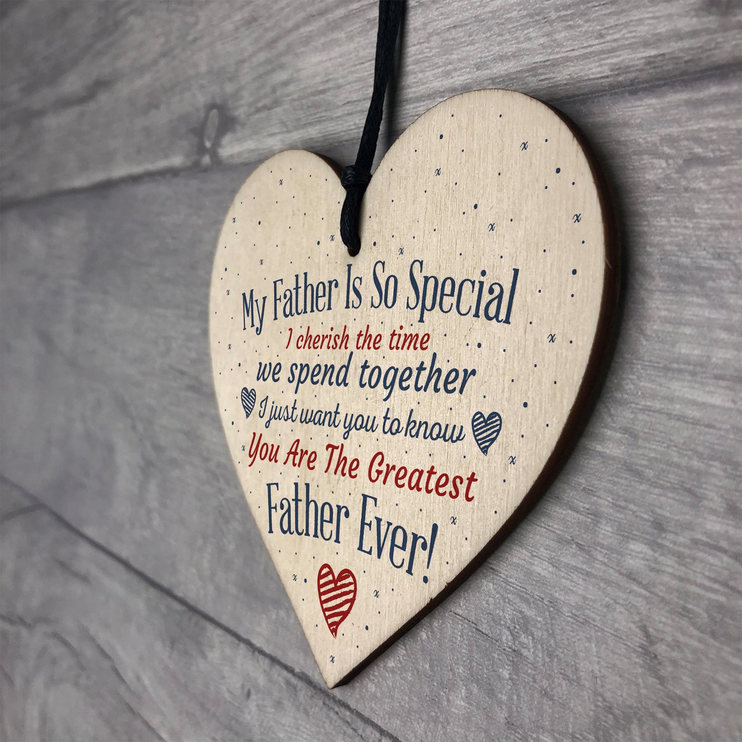 Special Father Wooden Heart FATHERS DAY Gift For Him Thank You