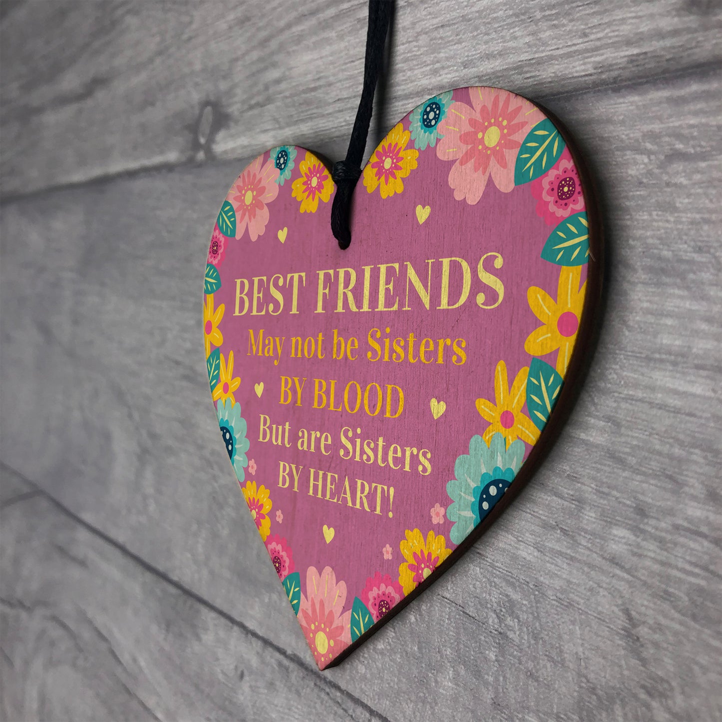 Best Friends Wooden Friendship Hanging Heart Birthday Friend