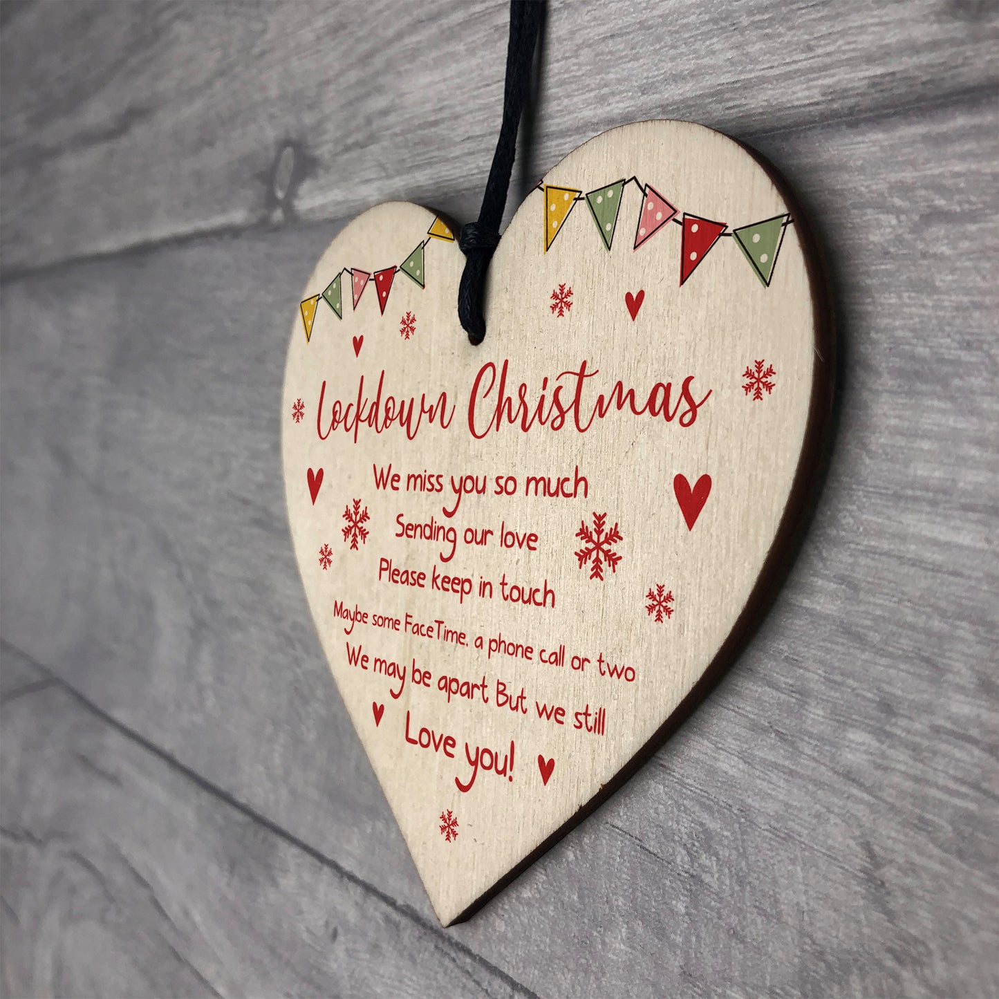 Lockdown Christmas Gift For Friend Family Wood Heart Tree Decor