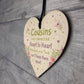 Birthday Christmas Gift For Cousin Wooden Heart Girl Boy Family