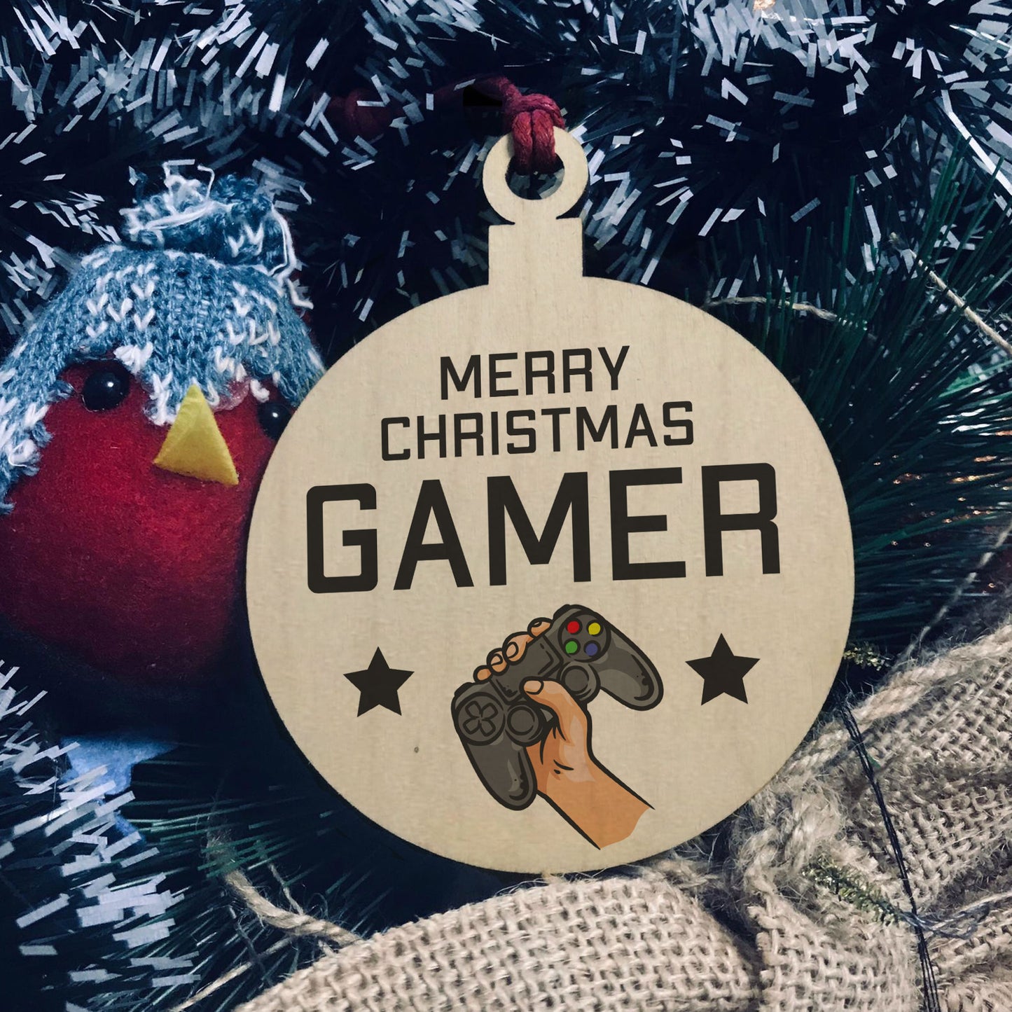GAMER GIFT For Christmas Wood Bauble Son Brother Christmas Gift