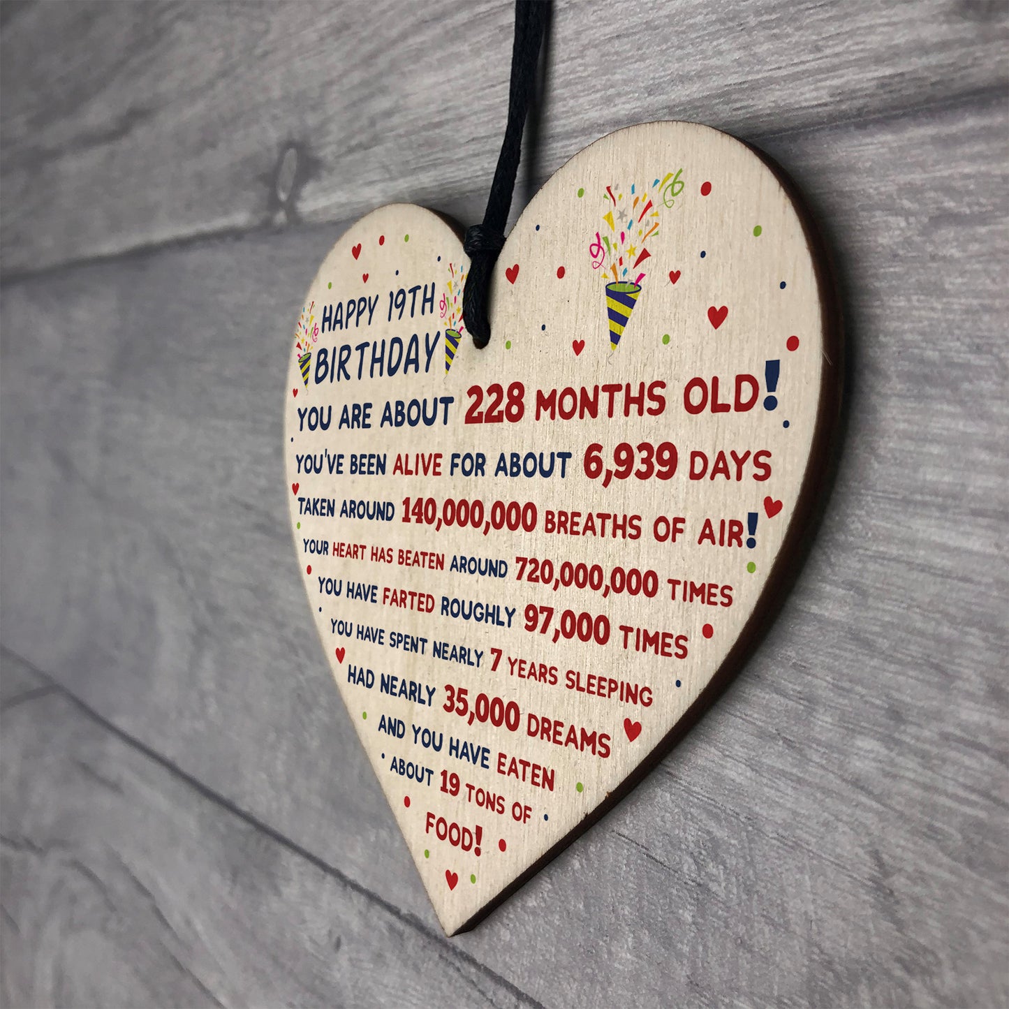 19th Birthday Gift For Daughter Son 19th Birthday Facts Heart