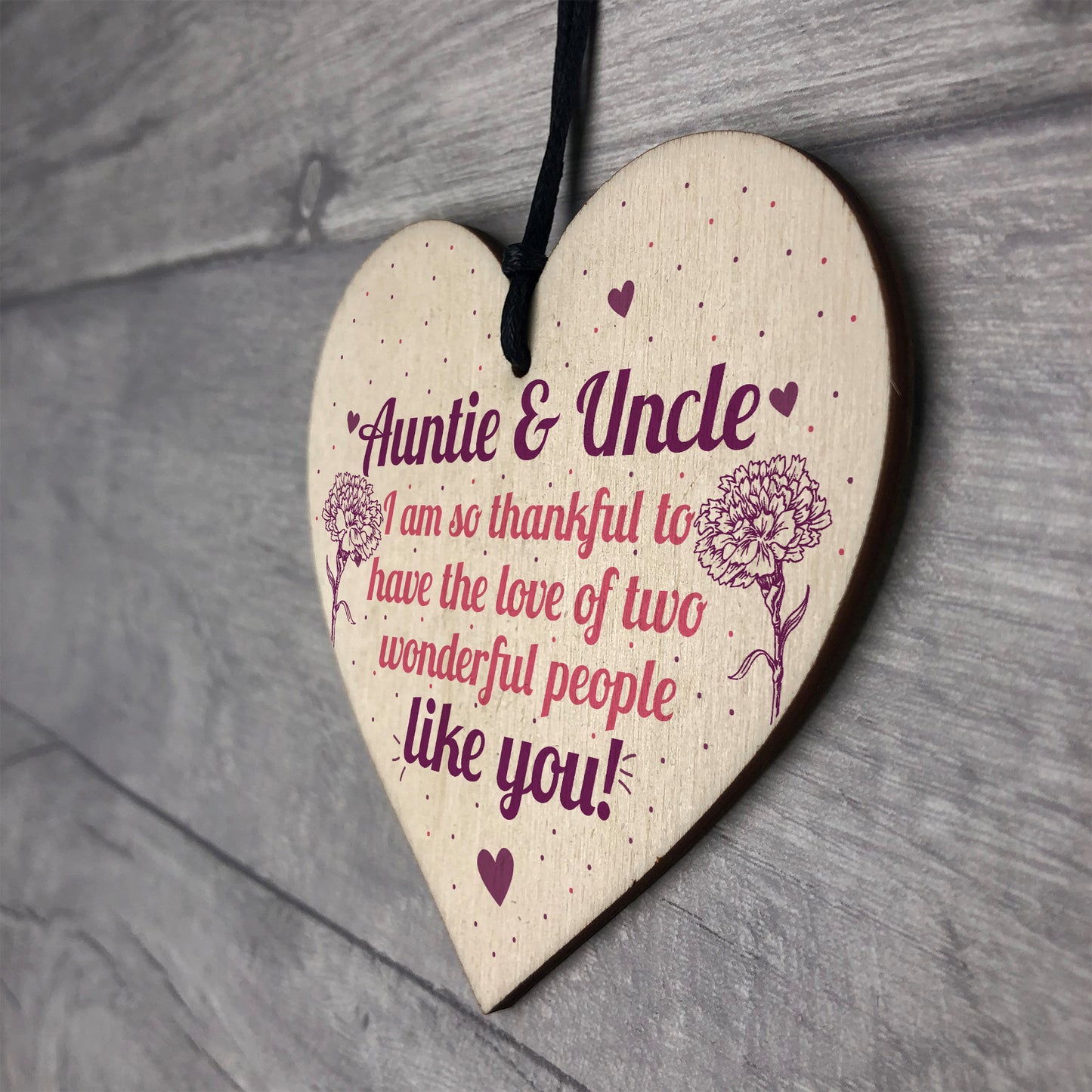 Auntie Gifts For Uncle Thank You Wooden Heart Plaque Chic Sign