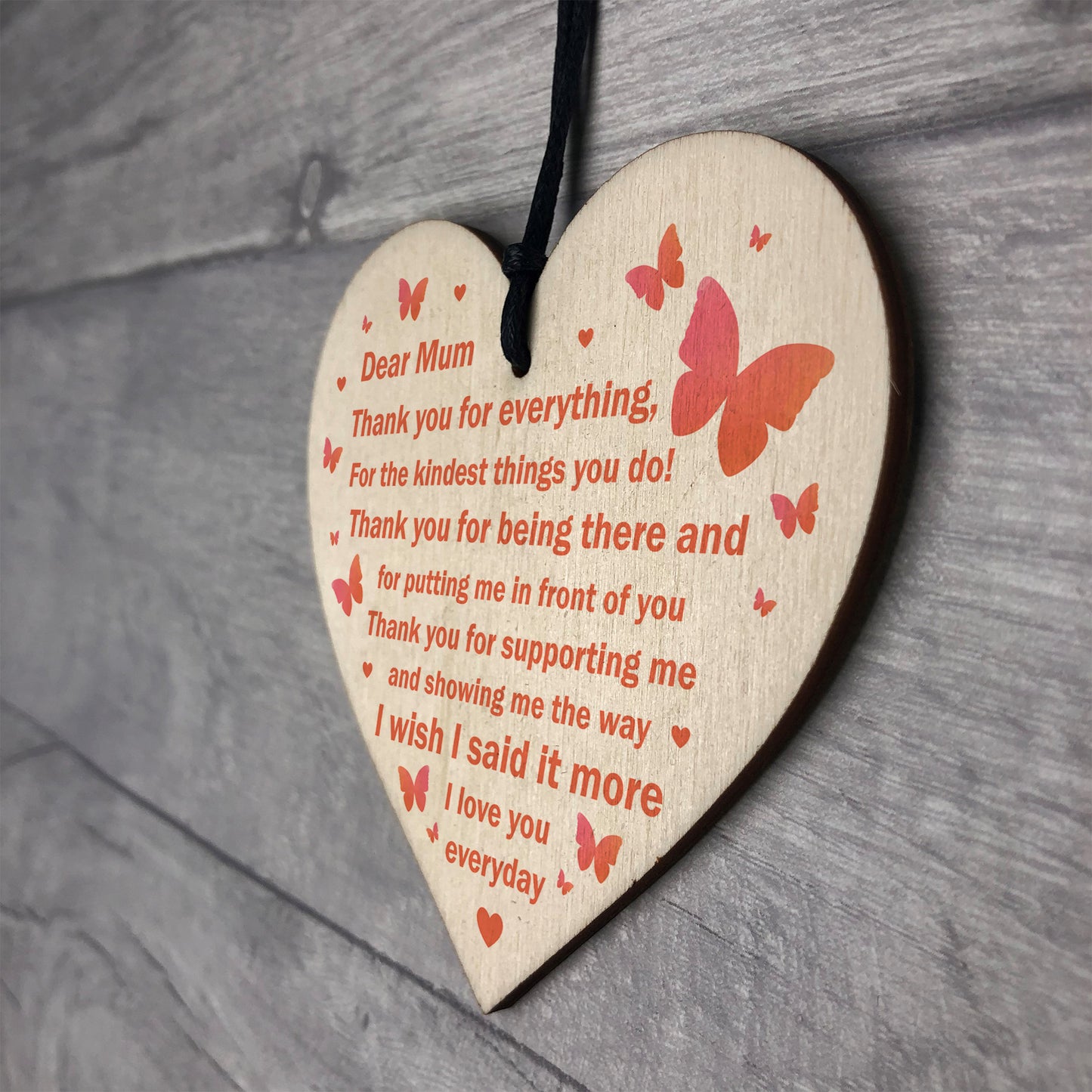 Love You Mum Gift Poem Wooden Heart Birthday Mothers Day Gift