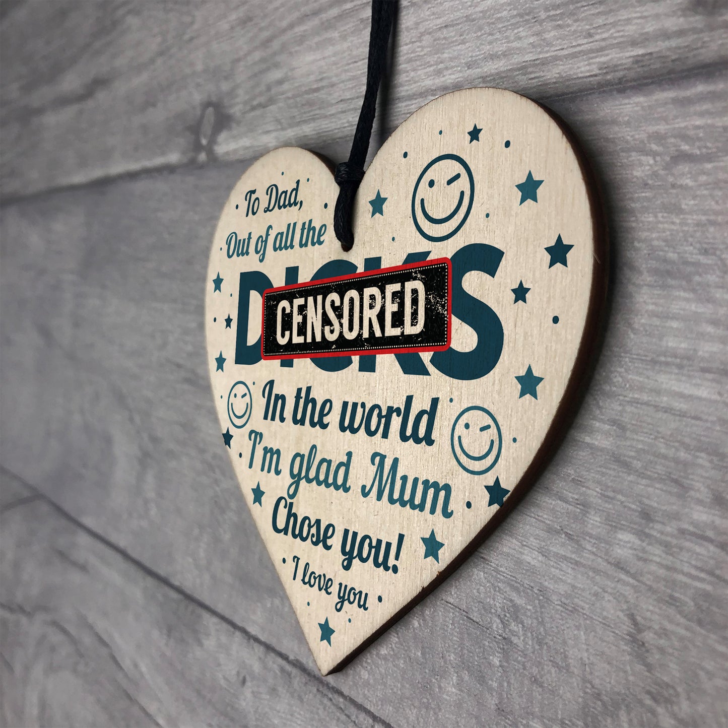 Funny Rude Dad Birthday Gift Wooden Heart Gift For Dad From Son