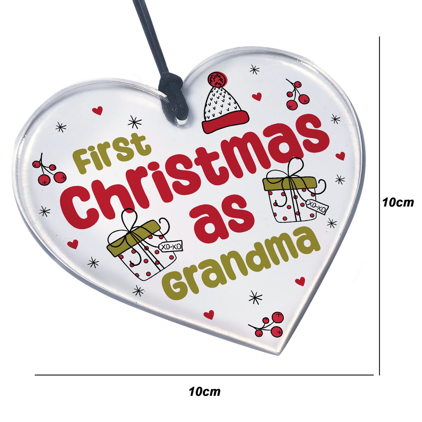 Christmas Decoration 1st Christmas As Grandma Gift Acrylic Heart