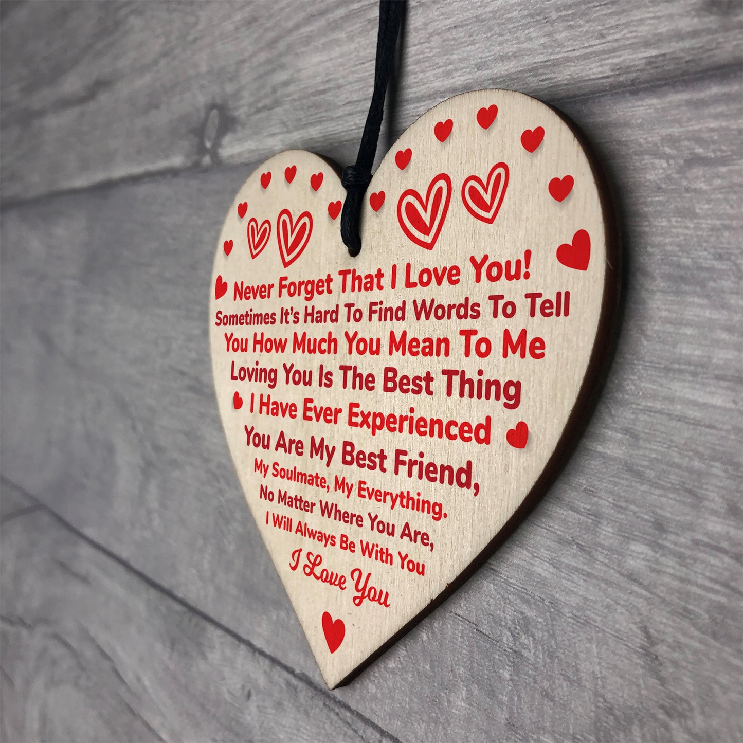 Love You Wooden Heart Gift For Anniversary Valentines Day Gift