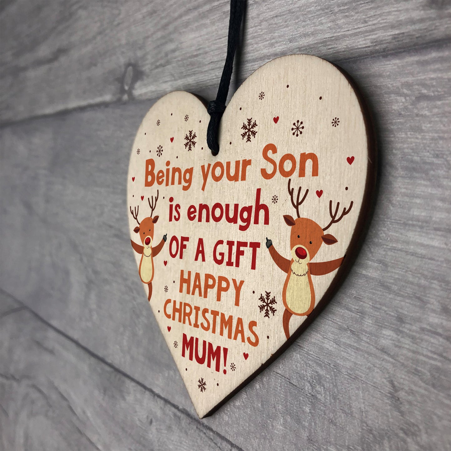 Funny Christmas Gift For Mum From Son Wood Heart Funny Mum Card