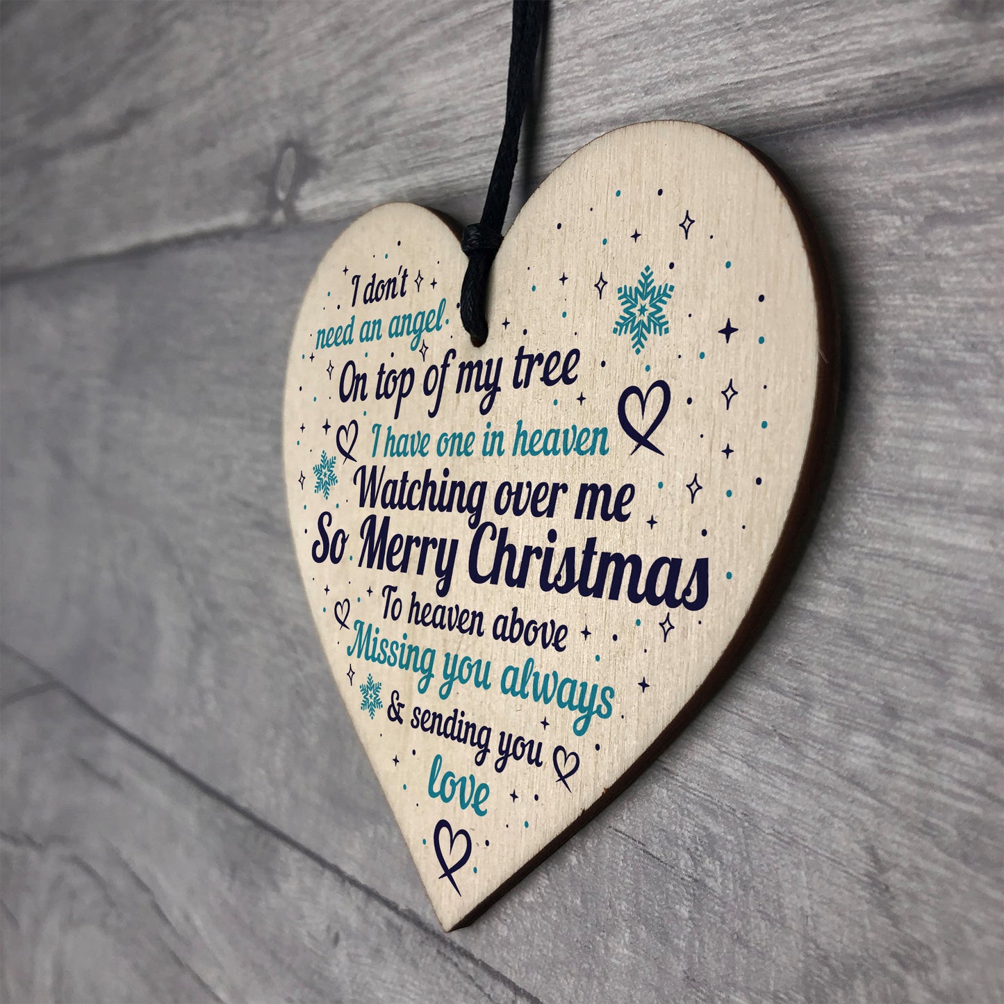 Memorial Christmas Decorations Xmas Tree Baubles Wood Heart