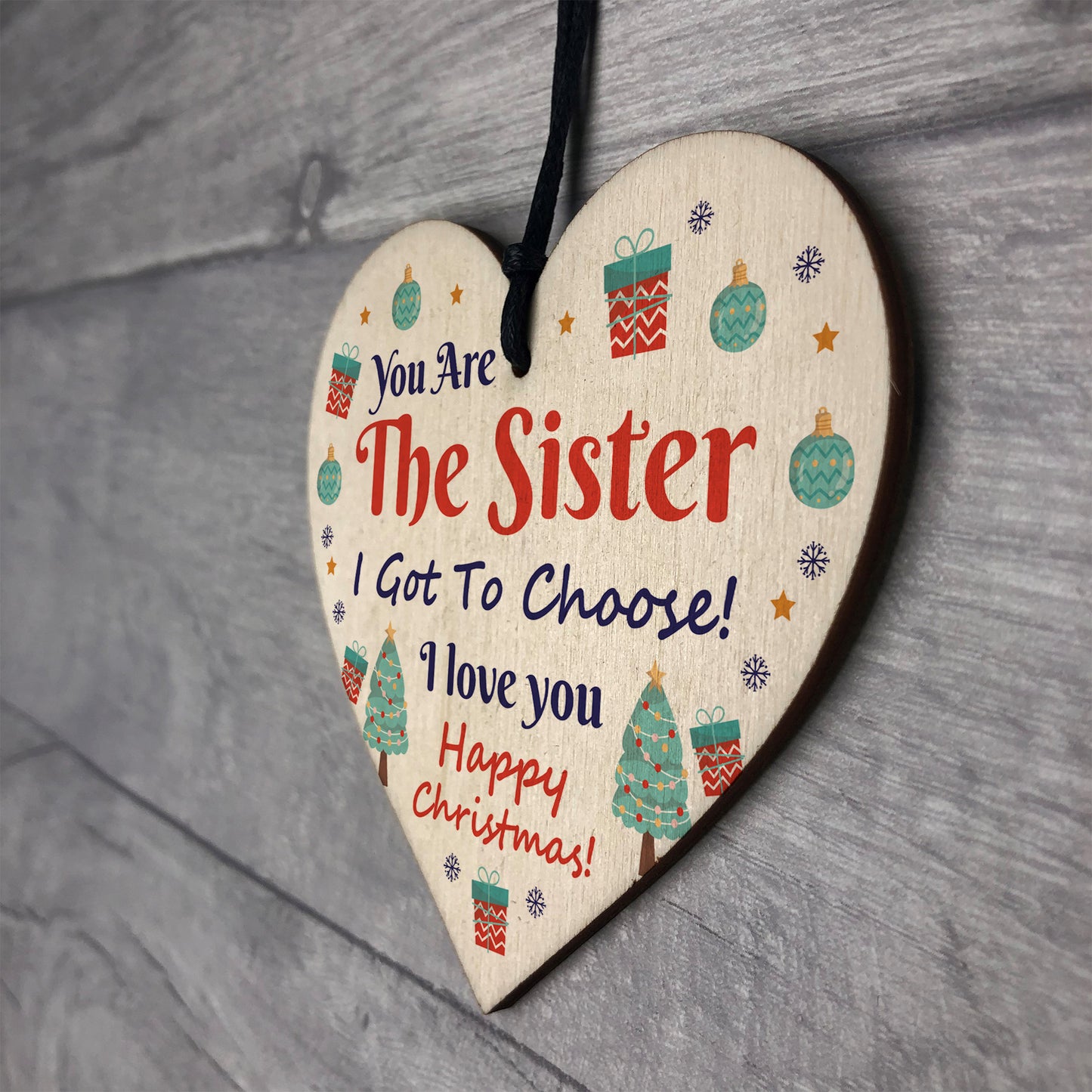 Best Friend Christmas Gifts Wooden Heart Tree Decoration Friend