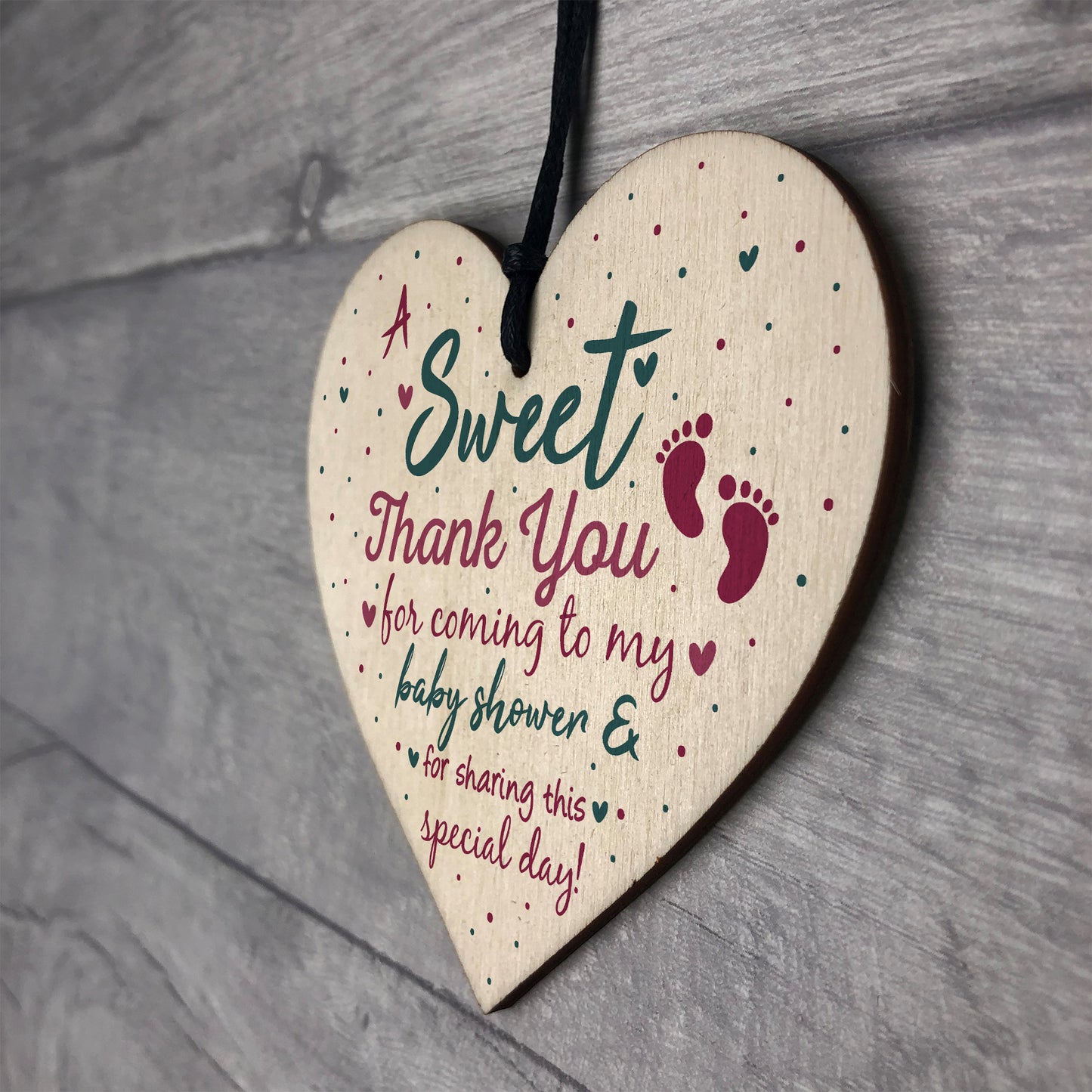 Baby Shower THANK YOU Wooden Heart Favour Tags Plaques