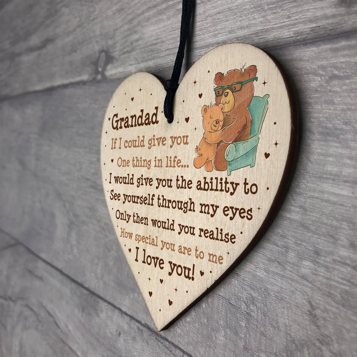 Grandad Novelty Gift From Grandchildren Wooden Heart Gift