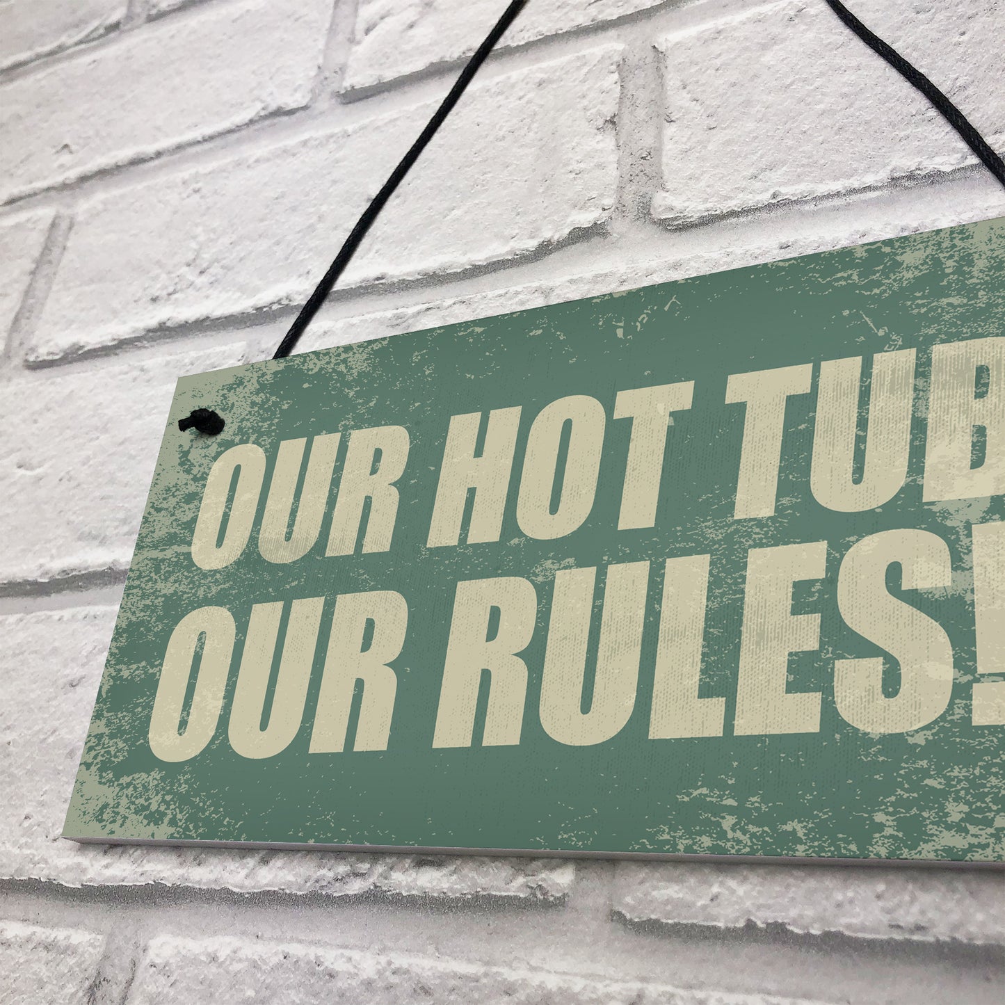 Hot Tub Our Rules Hanging Garden Shed Plaque Jacuzzi FRIEND Gift