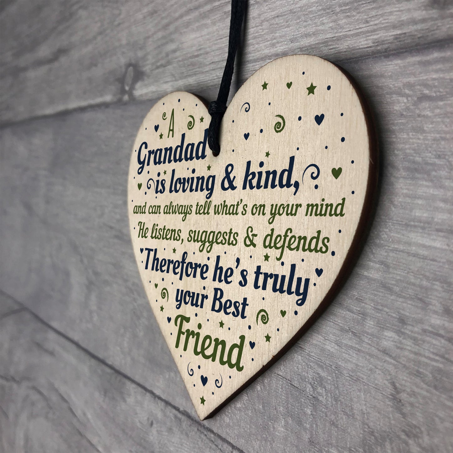 Grandad Christmas Birthday Gift Wooden Heart Sign Gift Keepsake