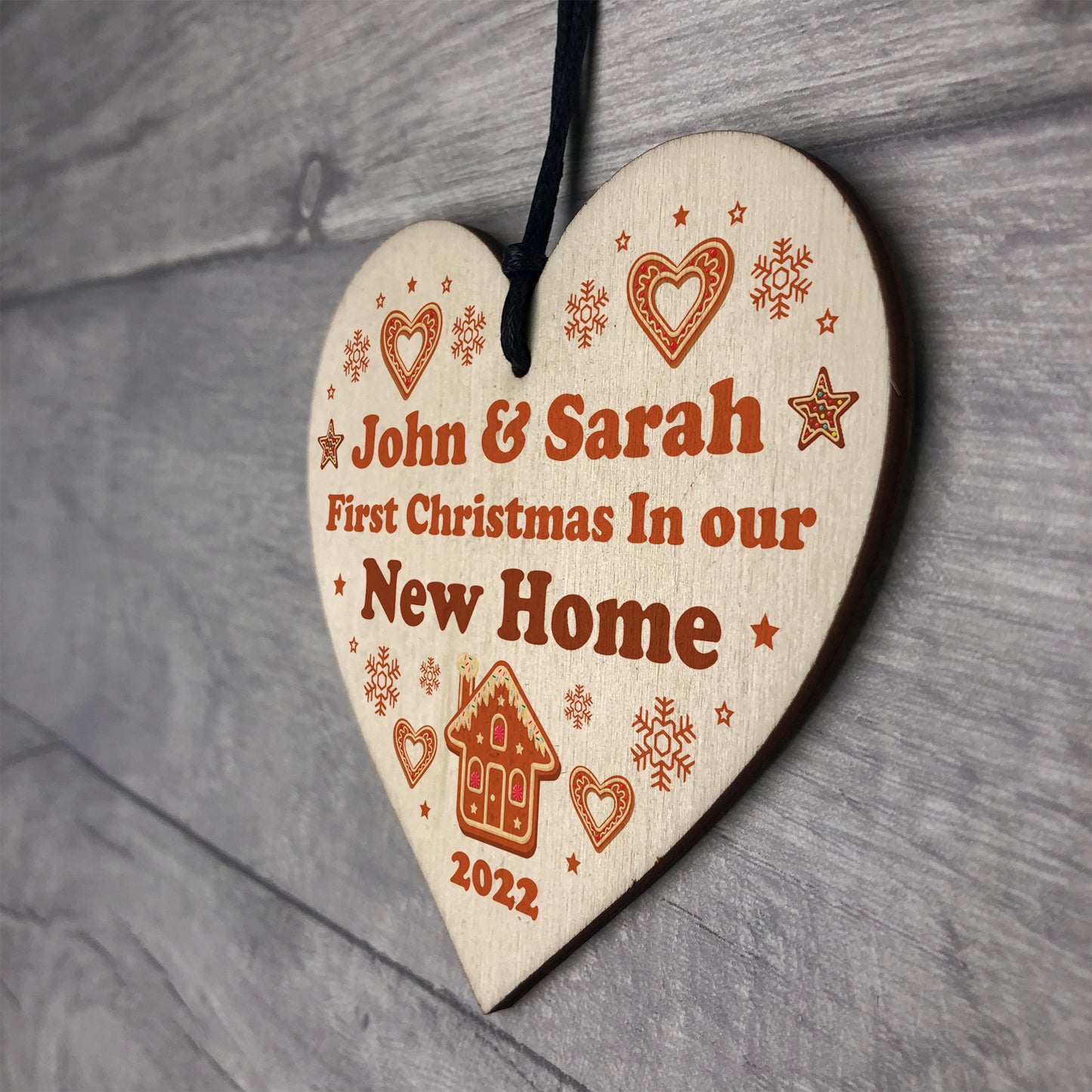 First Christmas In NEW HOME Personalised Wood Heart Christmas