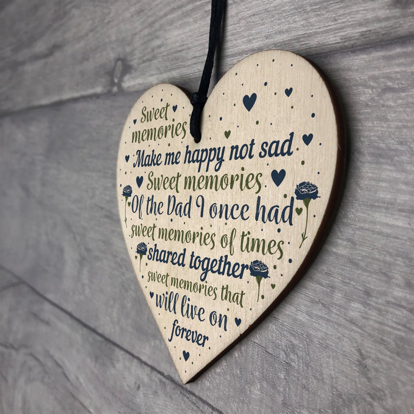 Christmas Tree Grave Memorial Ornament For Dad Wooden Heart