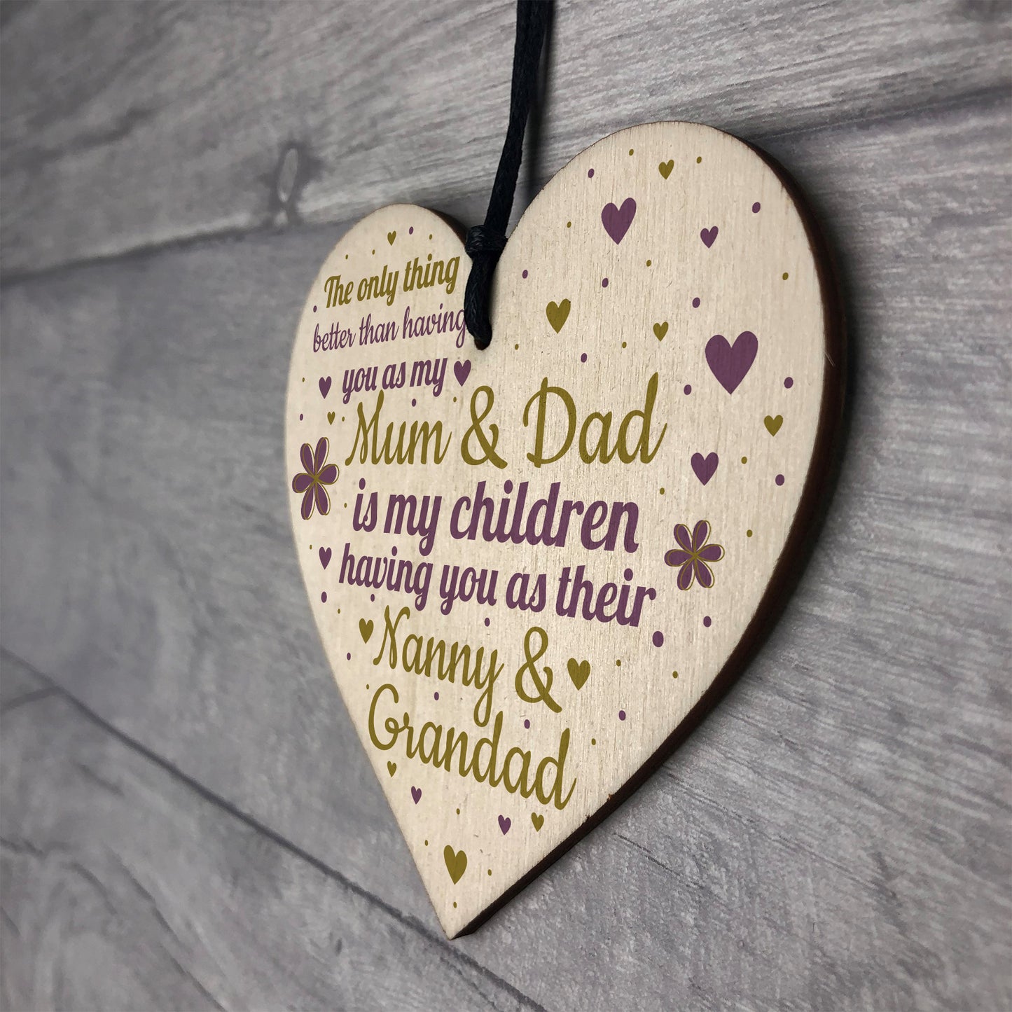 Gifts For Mum Dad Nan Nanny Grandad Wooden Heart Plaque Gift