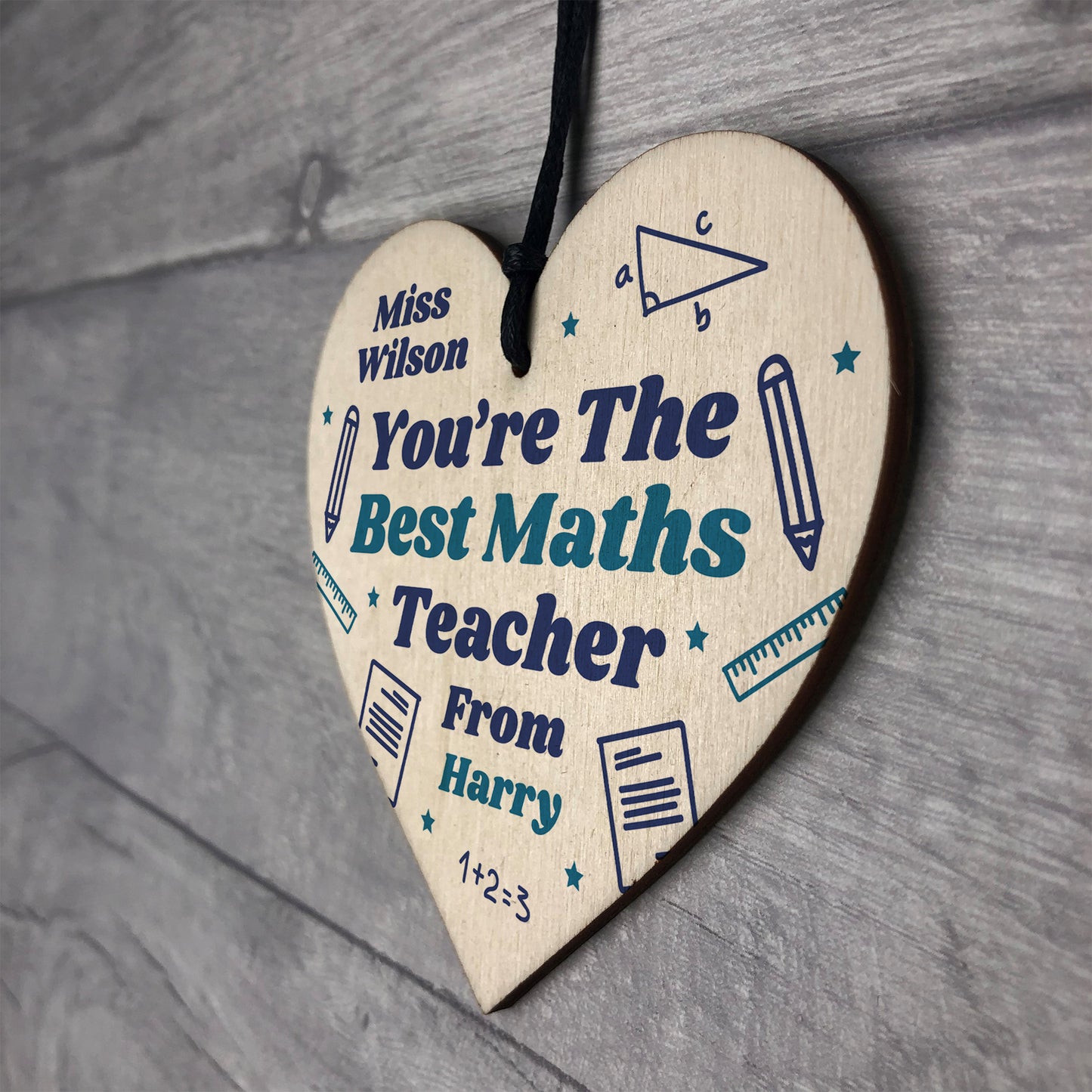 Personalised Teacher Heart Plaque Thank You Gifts Maths Teacher
