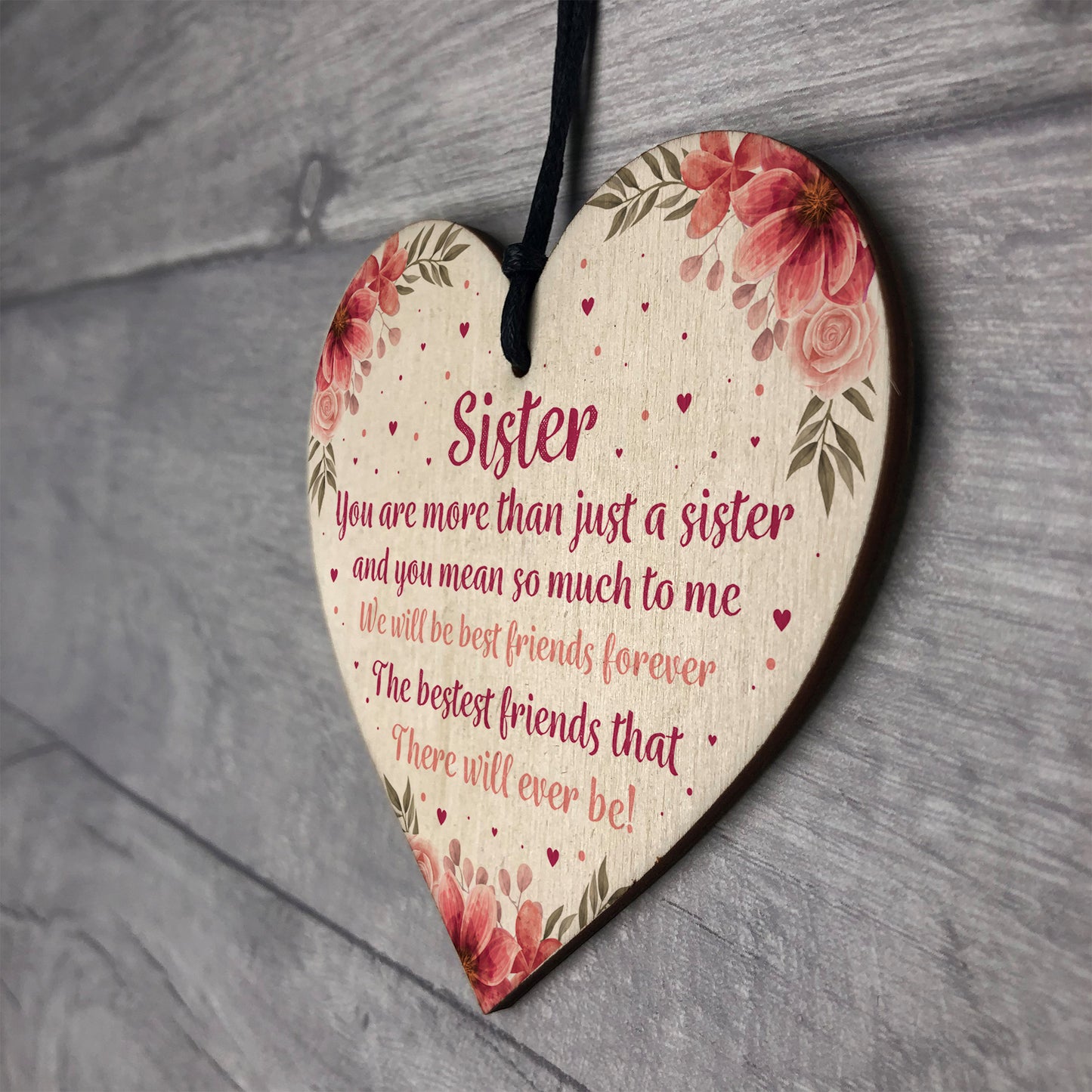 Best Friend Gift Sister Gift Wood Heart Sister Birthday Gift