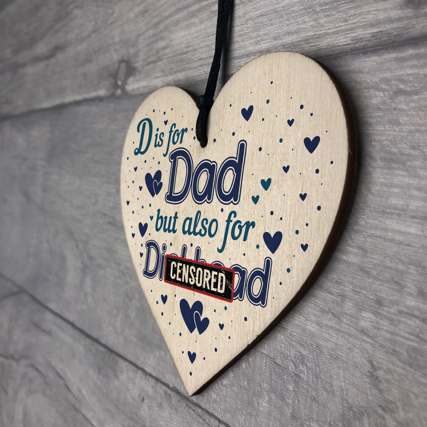 Funny Rude Gift For Dad Wood Heart Novelty Birthday Christmas