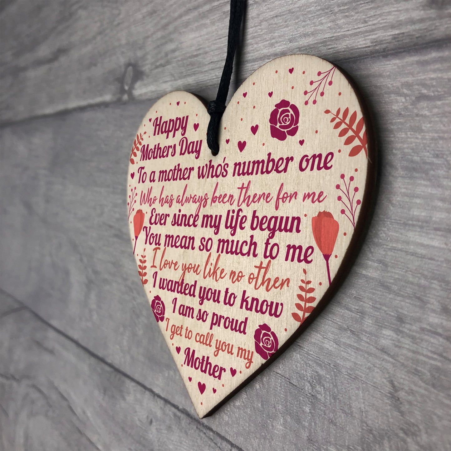 Mothers Day Gift For Mum Wood Heart Keepsake Love Thank You