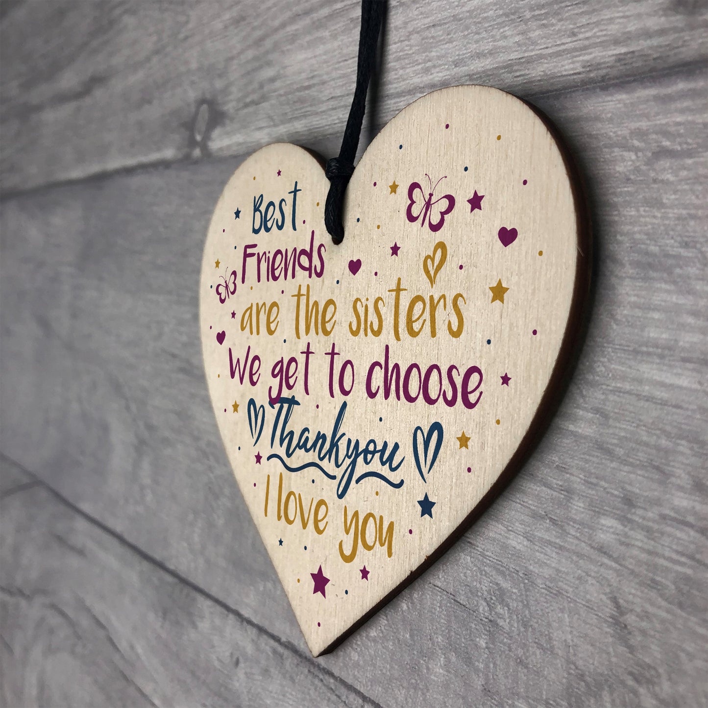 Best Friend Sister Friendship Gifts Wooden Heart Birthday Plaque