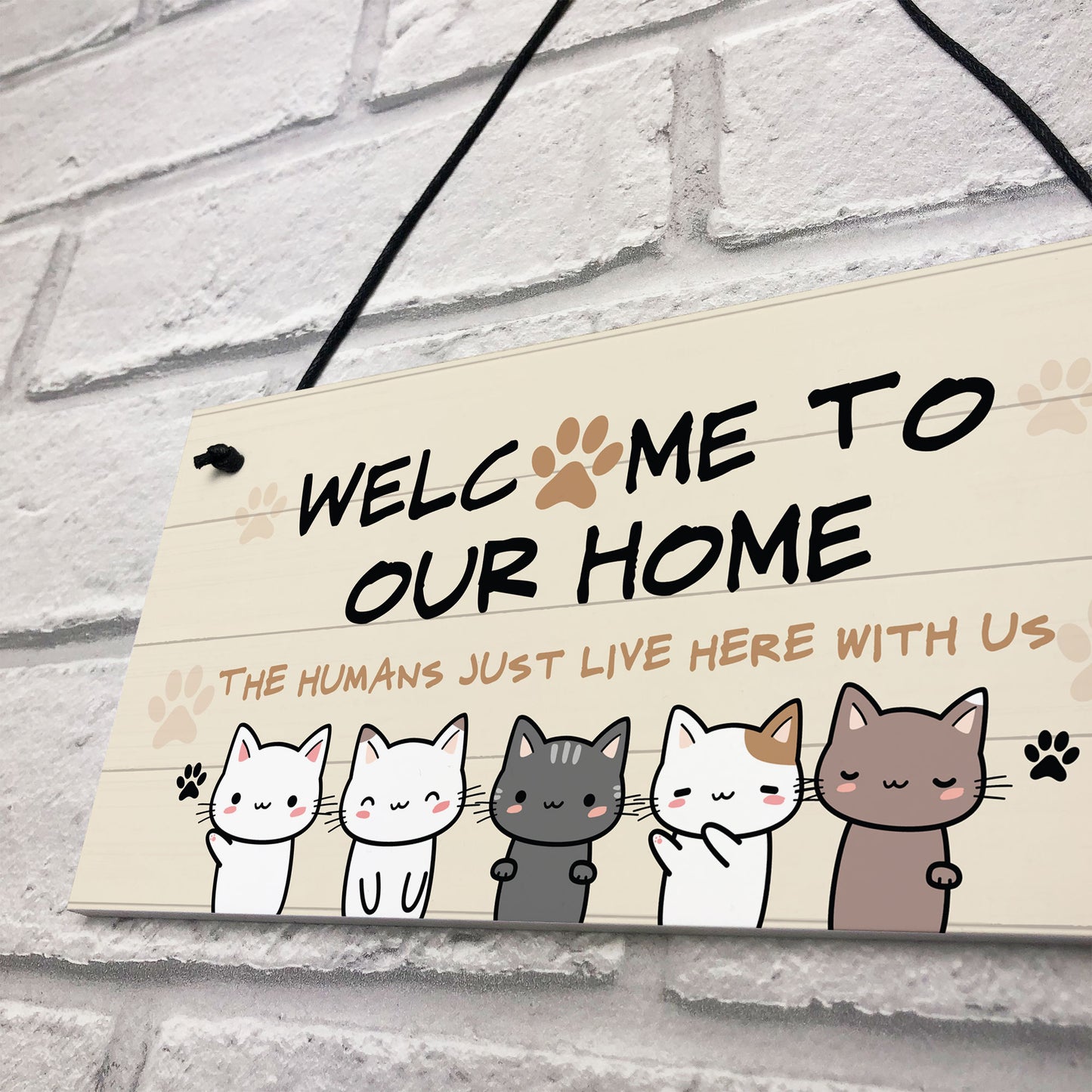 Cat Sign Welcome To Our Home Cat Lover Gift Hanging Door Sign