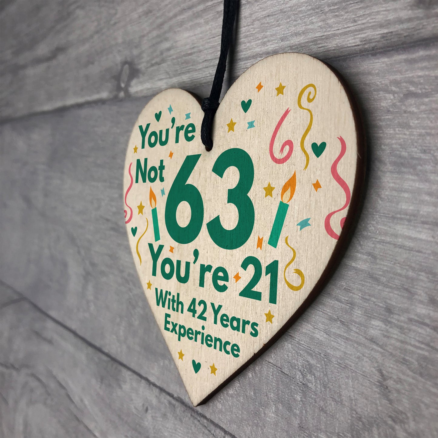Funny Birthday Gifts Novelty 63rd Birthday Gift Wood Heart Card