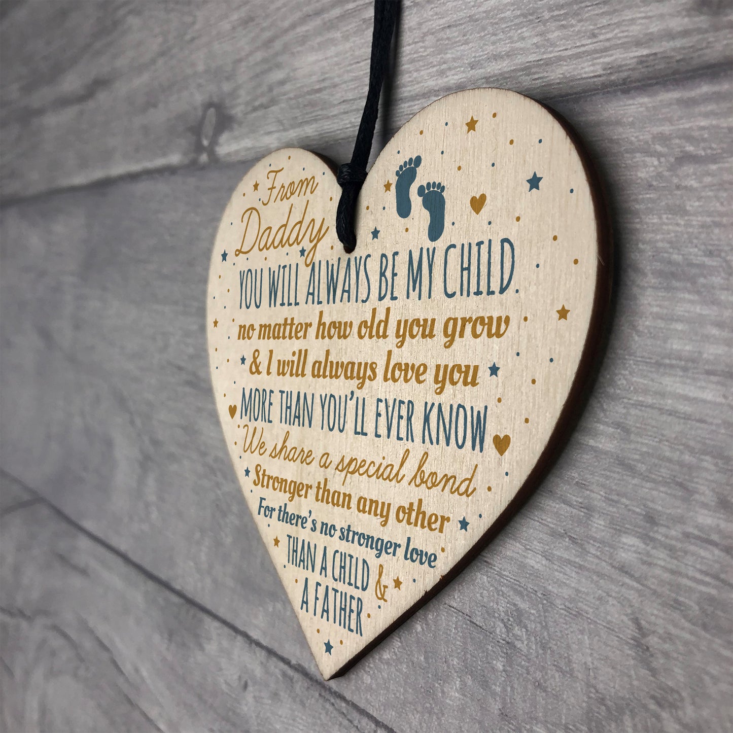 New Dad To Be Wooden Heart Novelty Baby Shower Daddy Son Gift