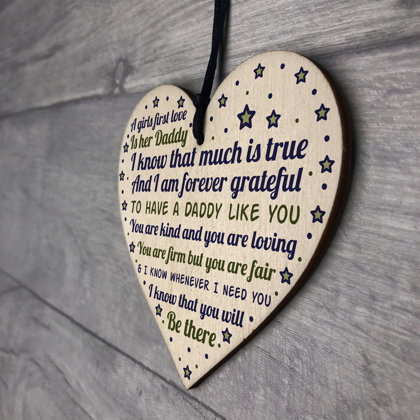 Daddy's Girl Hanging Wooden Heart FATHERS DAY Gift For Him