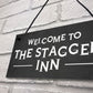 Funny Humour Home Bar Sign STAGGER INN Man Cave Pub Garage