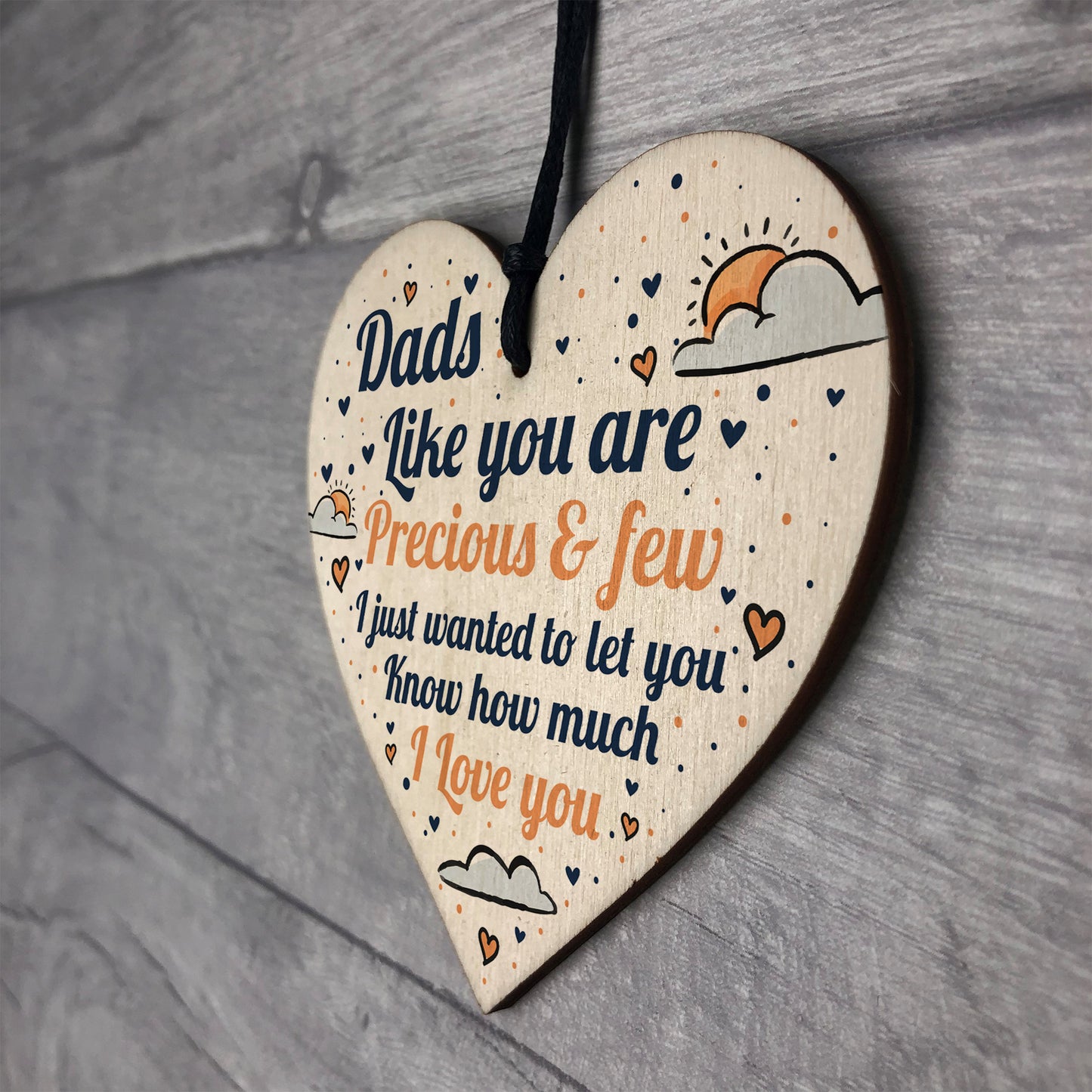 Cute Fathers Day Gift For Dad Wood Heart Birthday Gift For Dad