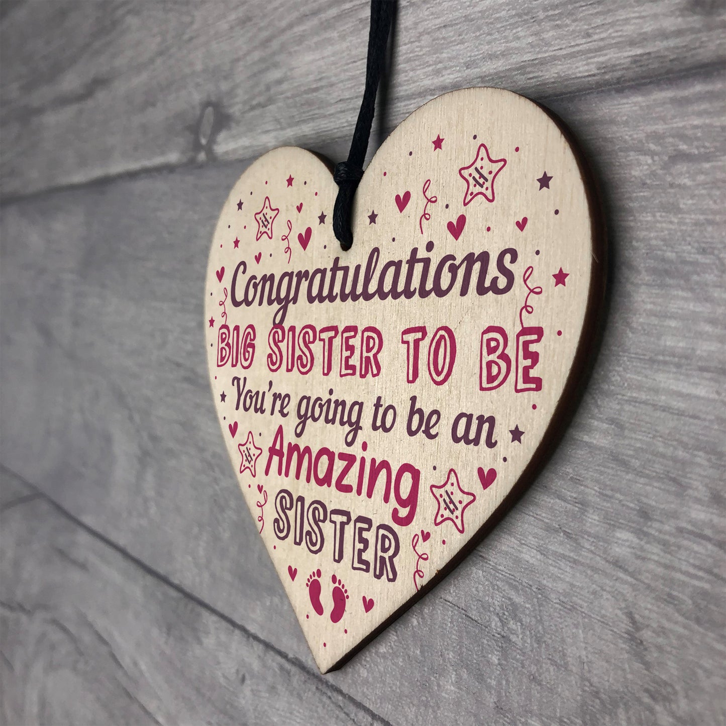Big Sister To Be Gifts Congratulations Wooden Heart Mummy To Be