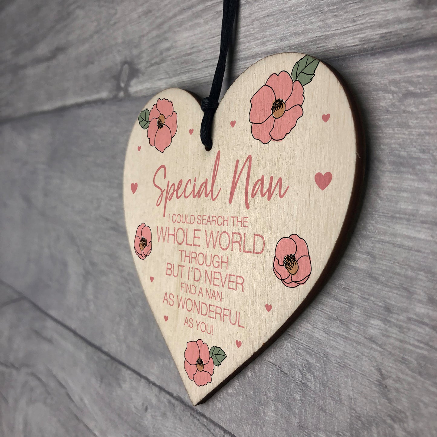 Nan Gift Wooden Hanging Heart For Birthday Mothers Day Gift